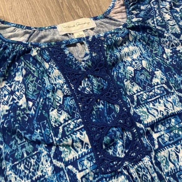 French Laundry Tie Front Lace Inset Boho Shirt | Top - Picture 4 of 7